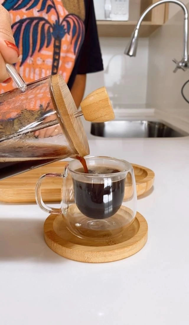 كوفى بريس بغطاء خشب بامبو