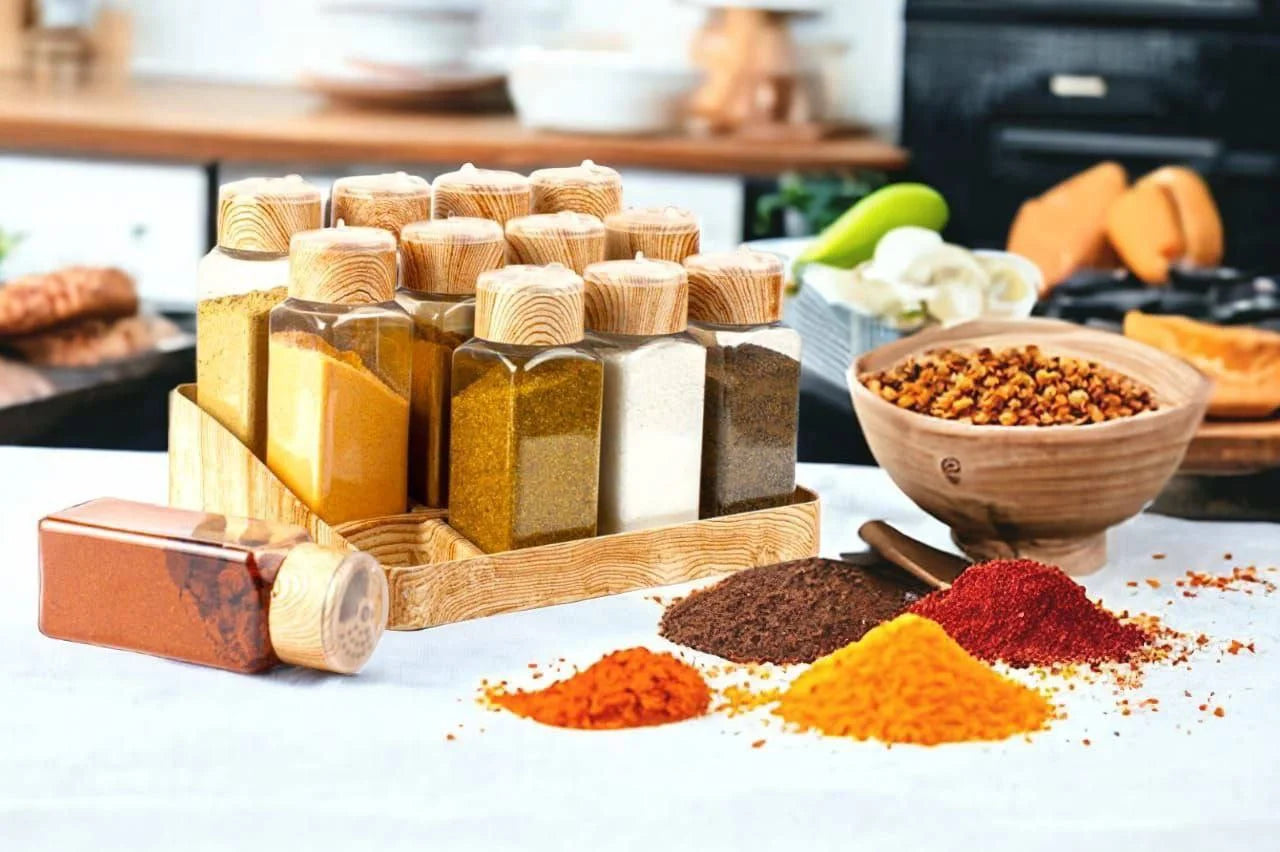 طقم توابل 12 برطمان و رف تنظيم